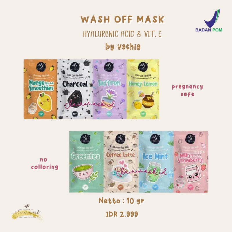 MASKER ORGANIK VECHIA 10 GR | WASH OFF MASK BY VECHIA SISTERBRAND YEPPUYEPPU KIYOWO