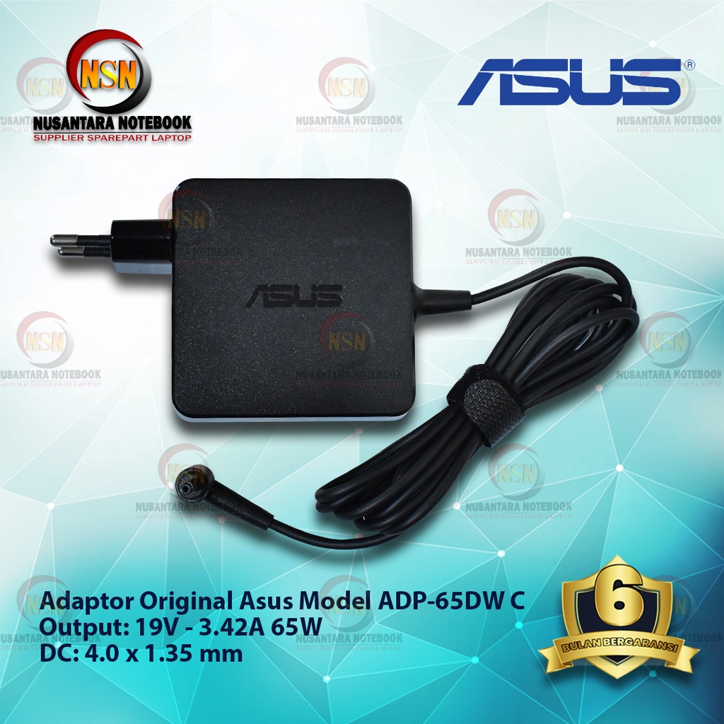 Adaptor Original Asus 19V - 3.42A Plug In DC 4.0*1.35 mm