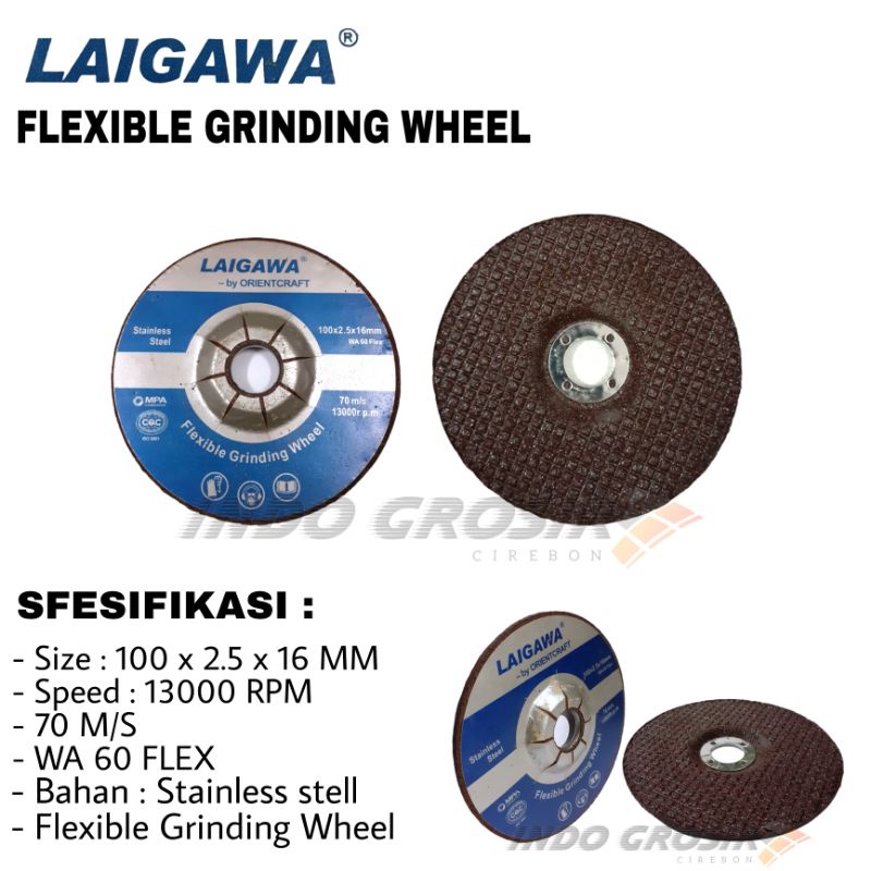 LAIGAWA Batu Gerinda Poles Fleksibel 4 Inch x 2.5mm Flexible Grinding Wheel 100x2.5x16mm Batu Poles 4 Inch