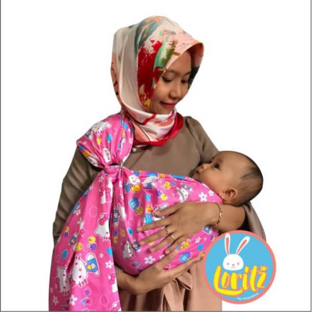 Gendongan bayi ring sling / cukin modern ring sling Loritz pakai BUSA SIZE 240x90