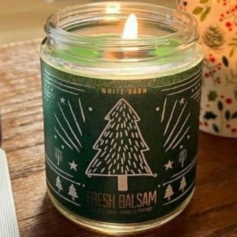 BATH &amp; BODY WORKS BBW FRESH BALSAM MADE WITH ESSENTIAL OILS WHITE BARN 1 SINGLE WICK SCENTED CANDLE 198 G PENGHARUM RUANGAN