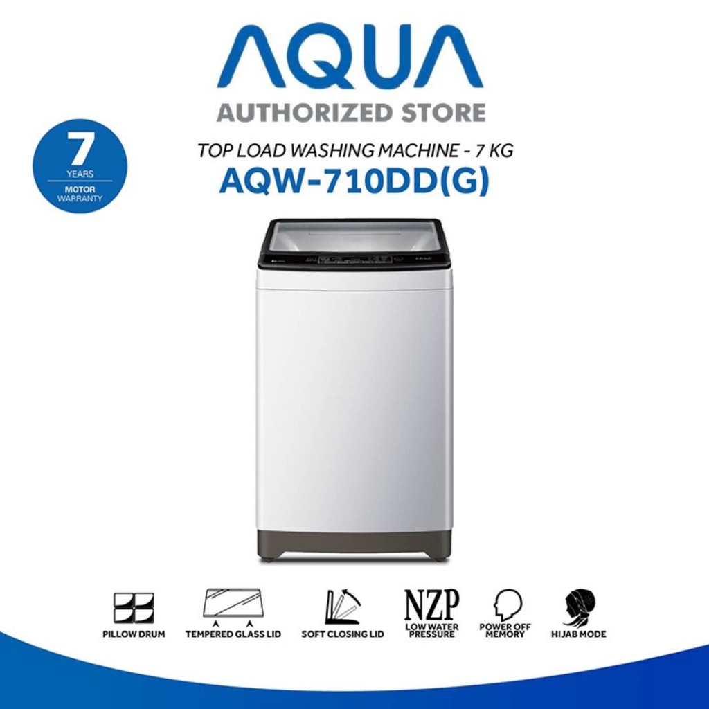 AQUA JAPAN AQW-710DD(G) Mesin Cuci Top Load 7 Kg