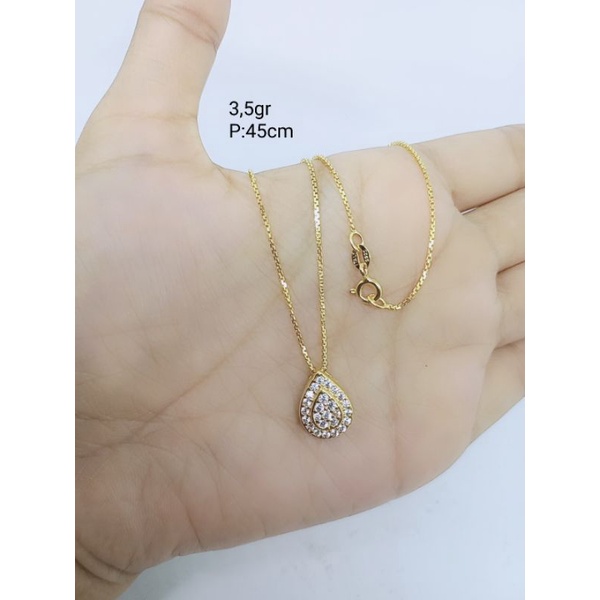 kalung perak asli lapis emas/kalung itali+liontin tears tusuk/kalung asli silver  925/kalung fashion wanita