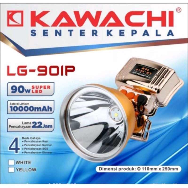 Senter Kepala LED Kawachi LP-901P/Headlamp Kawachi 90 Watt Cahaya Putih
