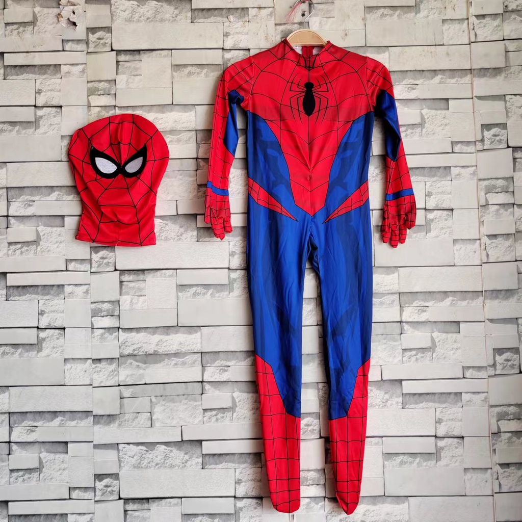 Halloween Cosplay Party Kostum Anak Spiderman Amazing Costume Anak Spiderman Baju + Topeng