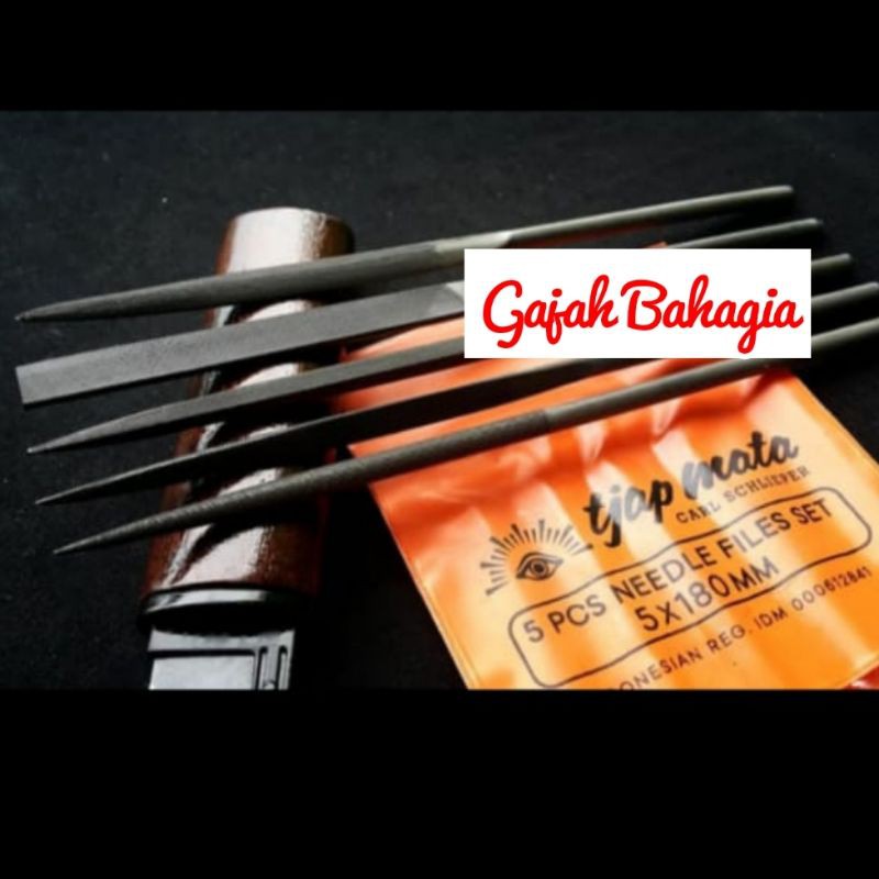 Kikir Besi Set 5 pcs Tjap Mata 5 x 180 MM Kikir Sumpit Set Cap Mata Kikir Jarum