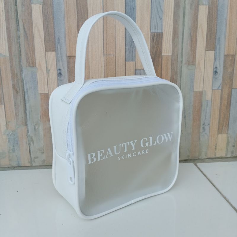 Pouch Kosmetik Transparan Custom Murah Besar Taiga Full Mika / fuji gold silver mika