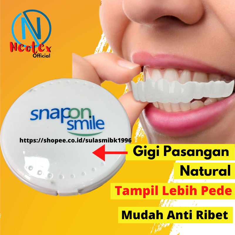 Gigi Palsu Instan Atas Bawah Pasangan Gigi Palsu Silikon Alami Snap On Smile Putih 100% Original Authentic