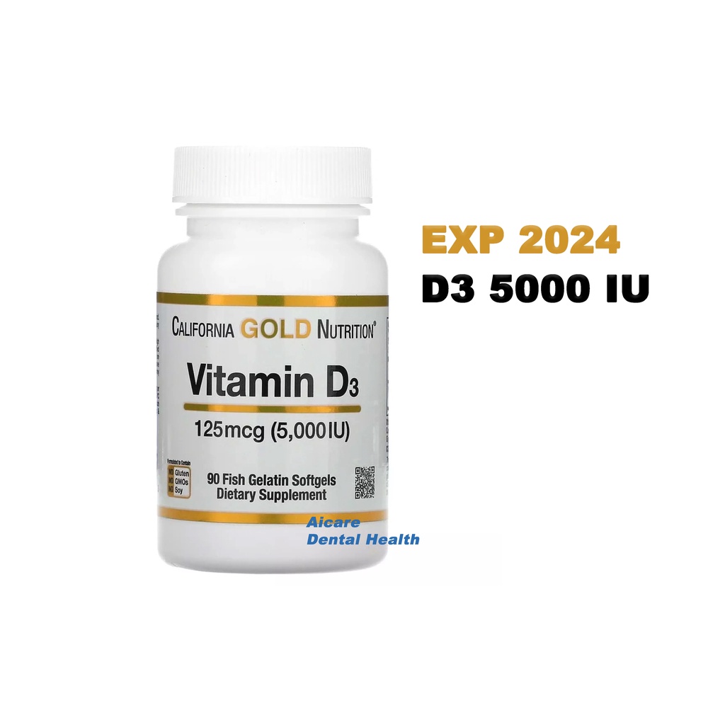 California Gold Nutrition Vitamin D3 TERBARU 125 mcg (5000 IU) 90 Gels