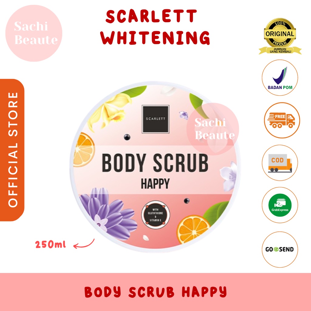 Scarlett Whitening Body Scrub Happy Scarlet Skarlet Sachi Beaute