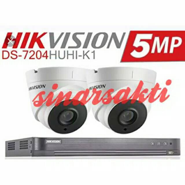 Paket CCTV Hikvision 4CH 5MP 2 Camera include Audio Suara ( lengkap tinggal pasang)