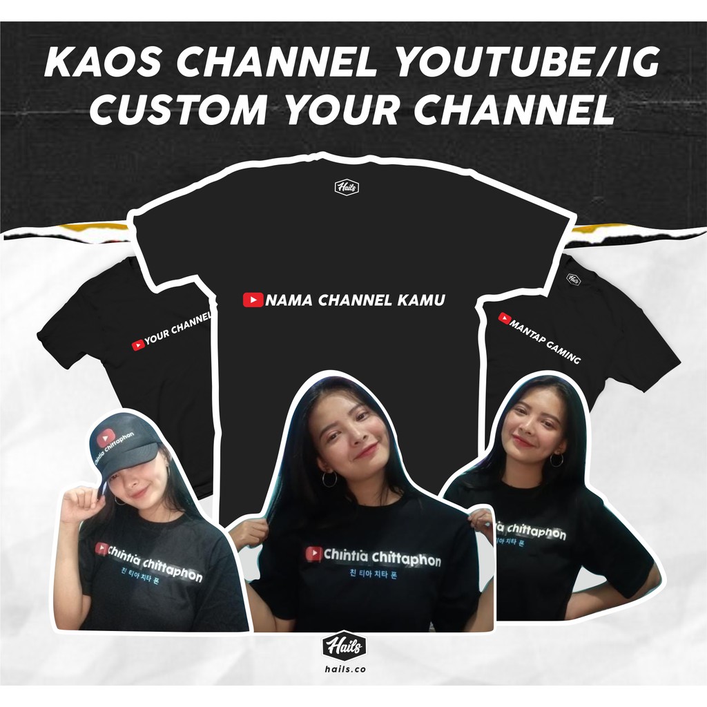 kaos youtube channel instagram custom nama channel