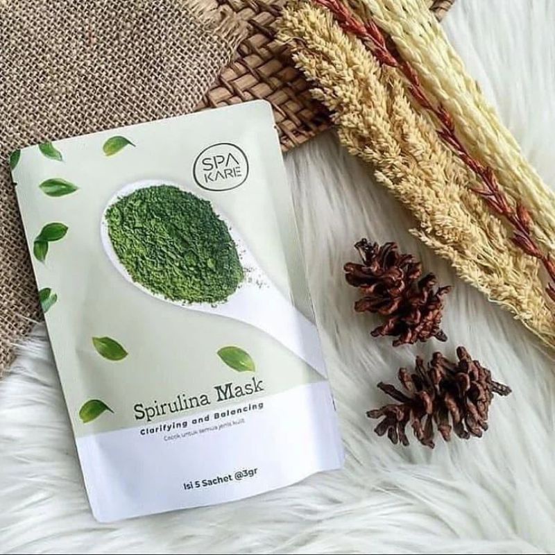MASKER WAJAH SPAKARE SPIRULINA MASK ORIGINAL TIENS - MASKER PENCERAH WAJAH MASKER KOMEDO ISI 5 SACHE