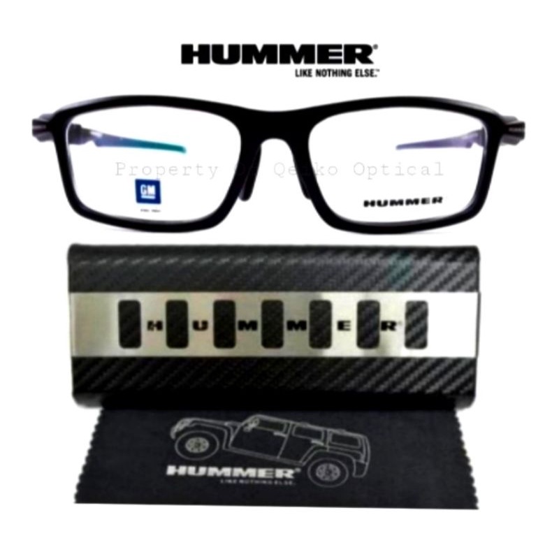 Kacamata Frame Pria Sporty Original Hummer H741-C3 S52 Black Grey - Model Lebar