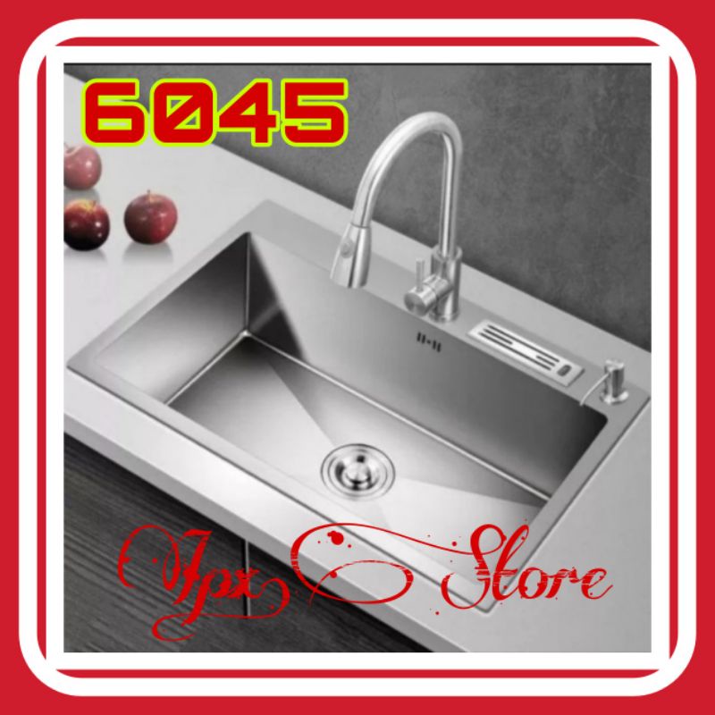 PAKET KITCHEN SINK SATU LUBANG THSINK 6045 PAKET LENGKAP ATAU BODY ONLY STAINLESS SUS 304 ORIGINAL B