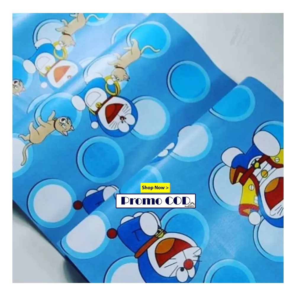Wallpaper / Wallpaper Stiker Dinding PVC Anti Air / Wallpaper kamar Tidur Promo Doraemon Polkadot