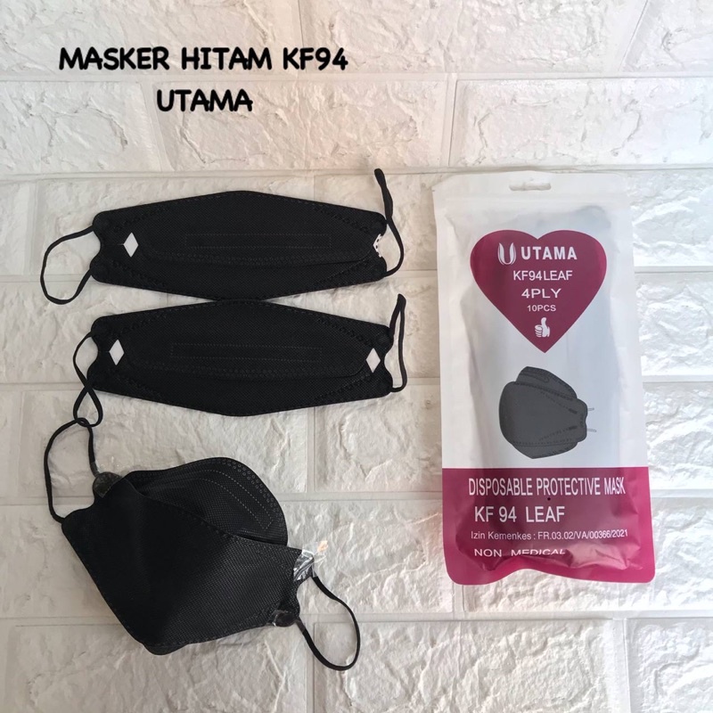MASKER KF94 UTAMA MIX WARNA HITAM PUTIH TERMURAH / MASKER KF 94 4PLY