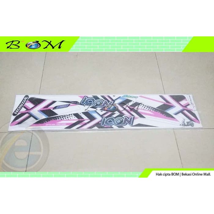 Striping Stiker Honda beat icon karbu FI 2013 2014 putih pink thailand