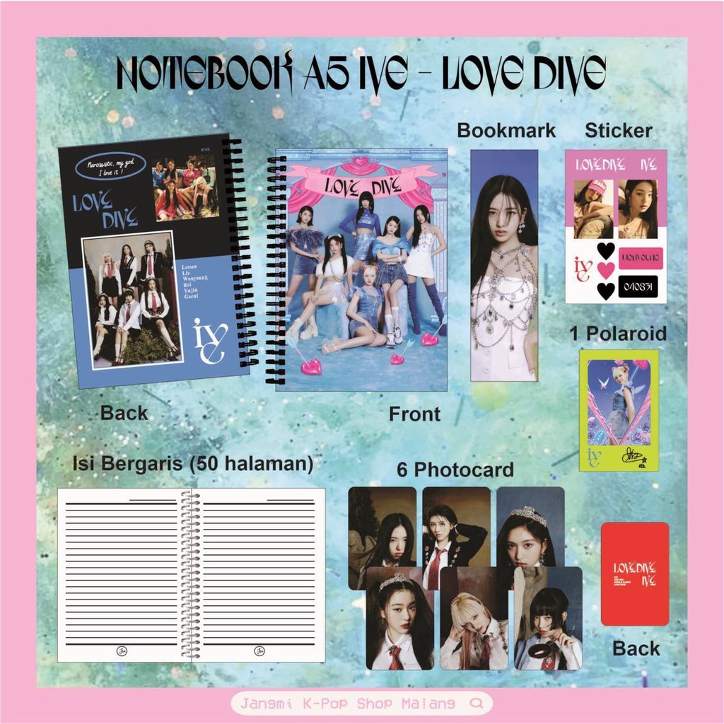 

[BISA COD] Notebook A5 IVE - Love Dive | Notebook IVE Love Dive | Ring Notebook IVE | Notebook K-POP | Fankit IVE | Fankit K-POP | IVE DIVE | KPOP
