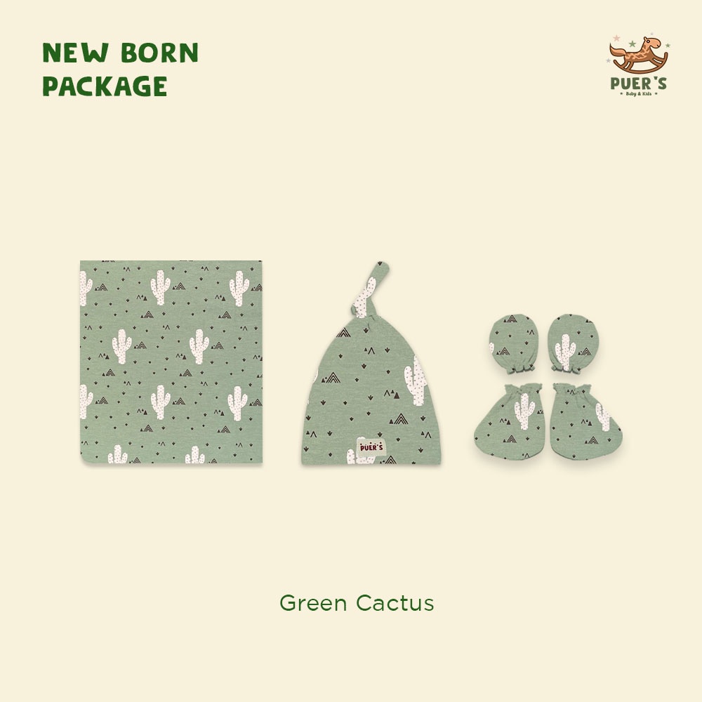 NEWBORN PACKAGE (SWADDLE SET) GREEN CACTUS