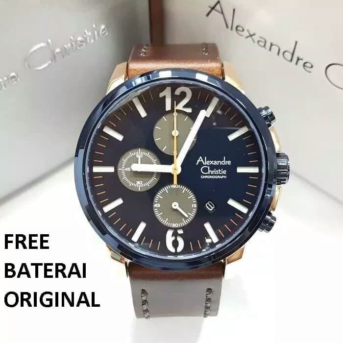 [Free Baterai] JAM TANGAN PRIA ALEXANDRE CHRISTIE AC 6267 LEATHER ORIGINAL GARANSI RESMI 1 TAHUN