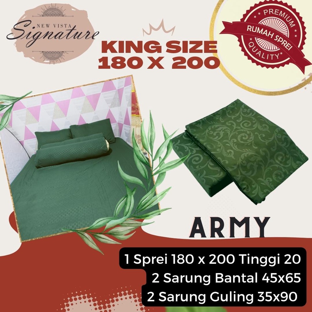 Sprei Signature 180 x 200 Polos Emboss ( Army / Armi / Hijau Armi )