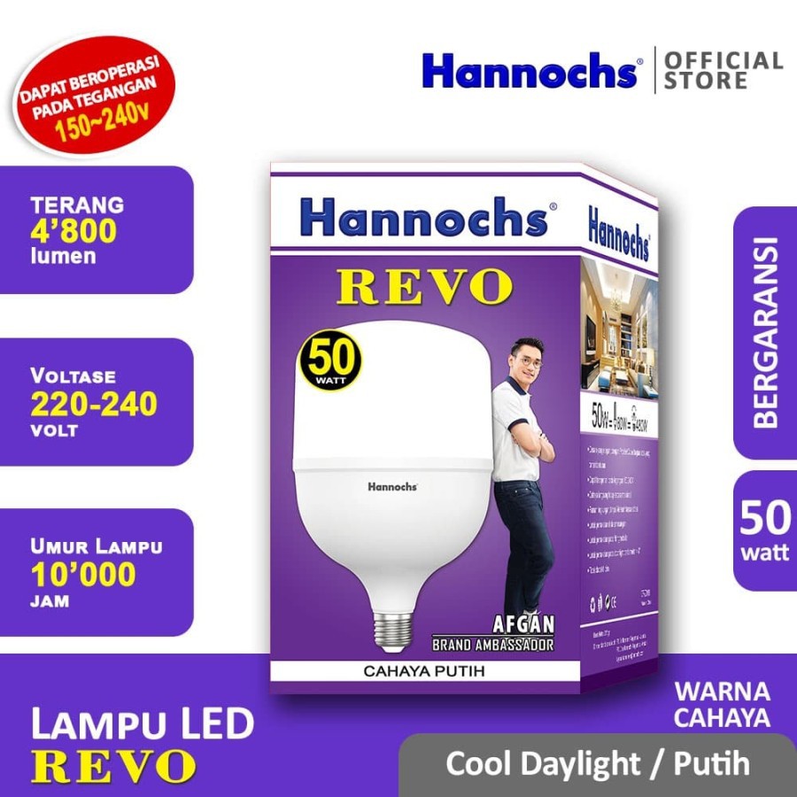 HANNOCHS Lampu LED REVO 50 Watt - Cahaya Putih - Garansi 1 Tahun