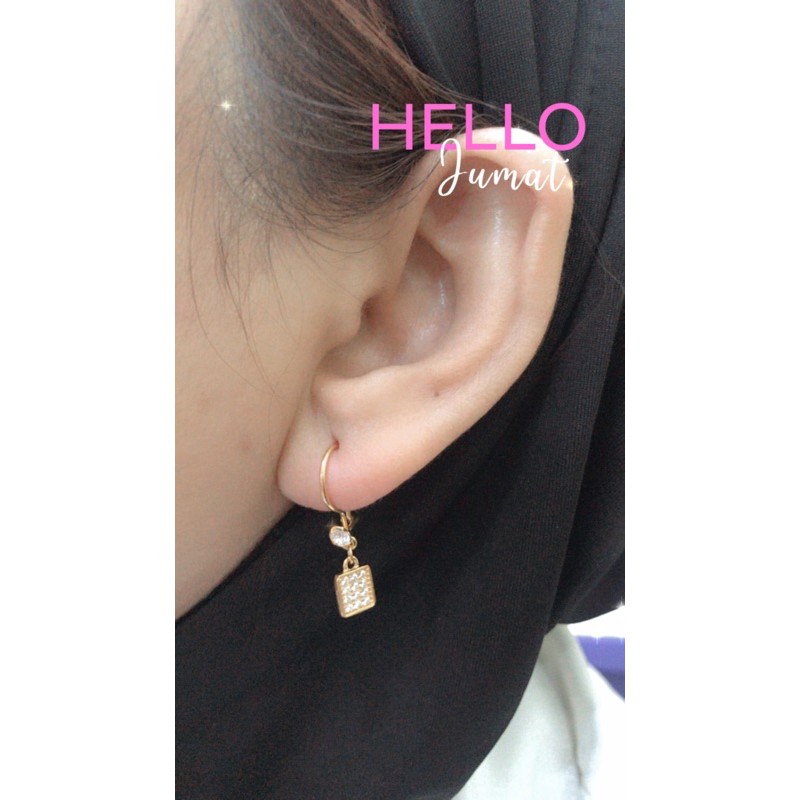 Anting anting perak 925 asli Gold petak