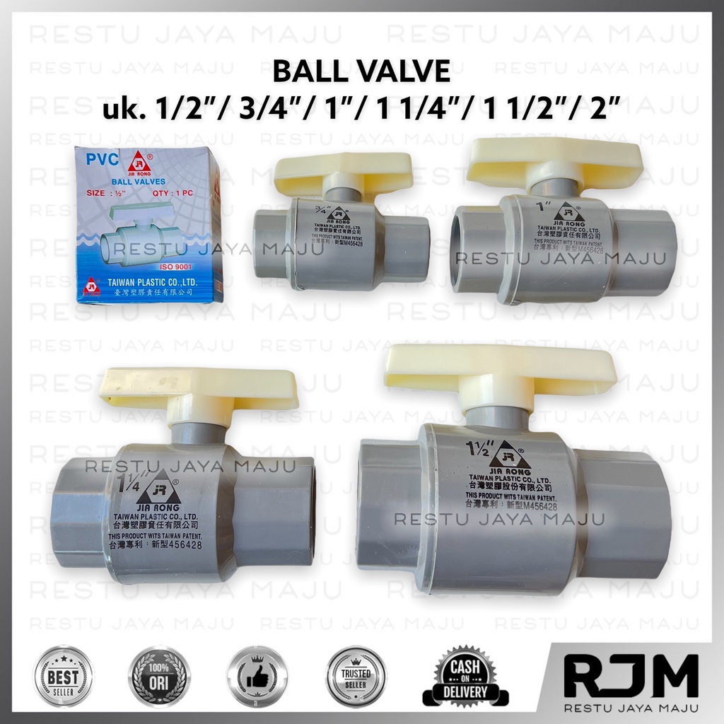 Jual JIA RONG Ball Valve PVC 1 1 4 1 1 2 2 Inch Stop Kran Pipa Plastik