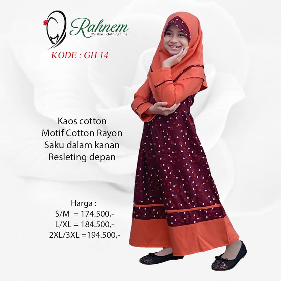 BAJU MUSLIM ANAK PEREMPUAN / RAHNEM GH - 14 / FASHION MUSLIM