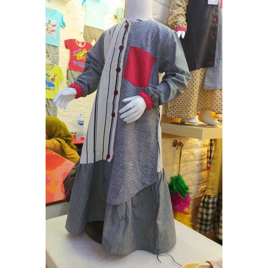 Gamis Anak premium 2-12 tahun , Gamis Dalima By Semut , Dress Panjang , Gamis katun kombinasi linen 