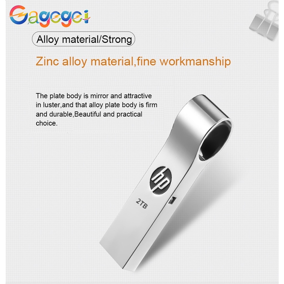 Hp USB 3.0 Flash Drive Pendrive 2TB Kecepatan Tinggi Bahan Metal Anti Air Dengan Konverter OTG