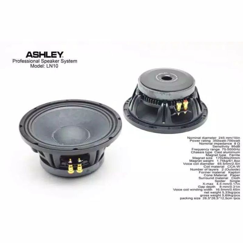 Speaker Component Ashley LN10 Original Woofer 10 inch
