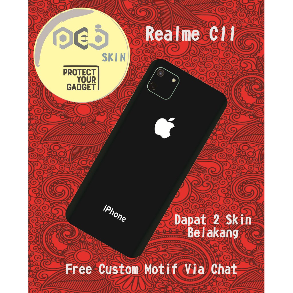 BayarDitempat Realme C11 Motif Iphone Black Garskin Stiker CUSTOM