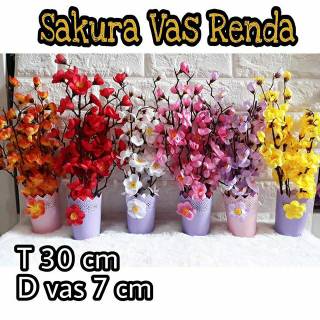  BUNGA  SAKURA  VAS  RENDA sakura  plastik pohon sakura  