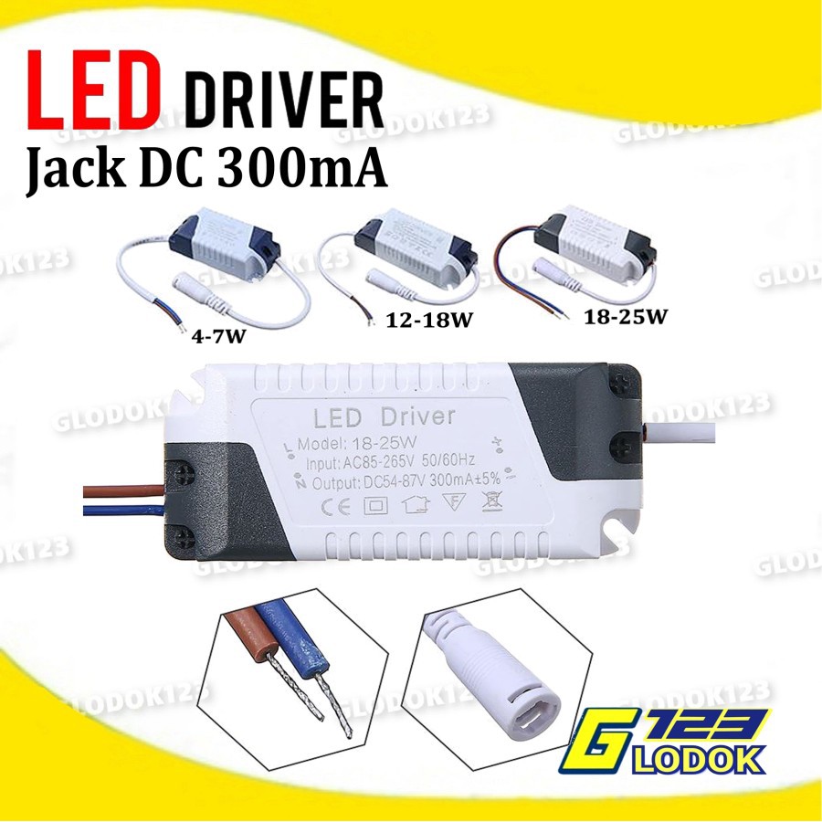 LED Driver Adaptor Lampu Downlight Panel 6 12 18 24 W Watt DC Plug