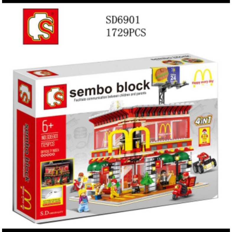 Mainan Sembo Block MC Donald 4in1  6901 jumbo dengan lampu LED