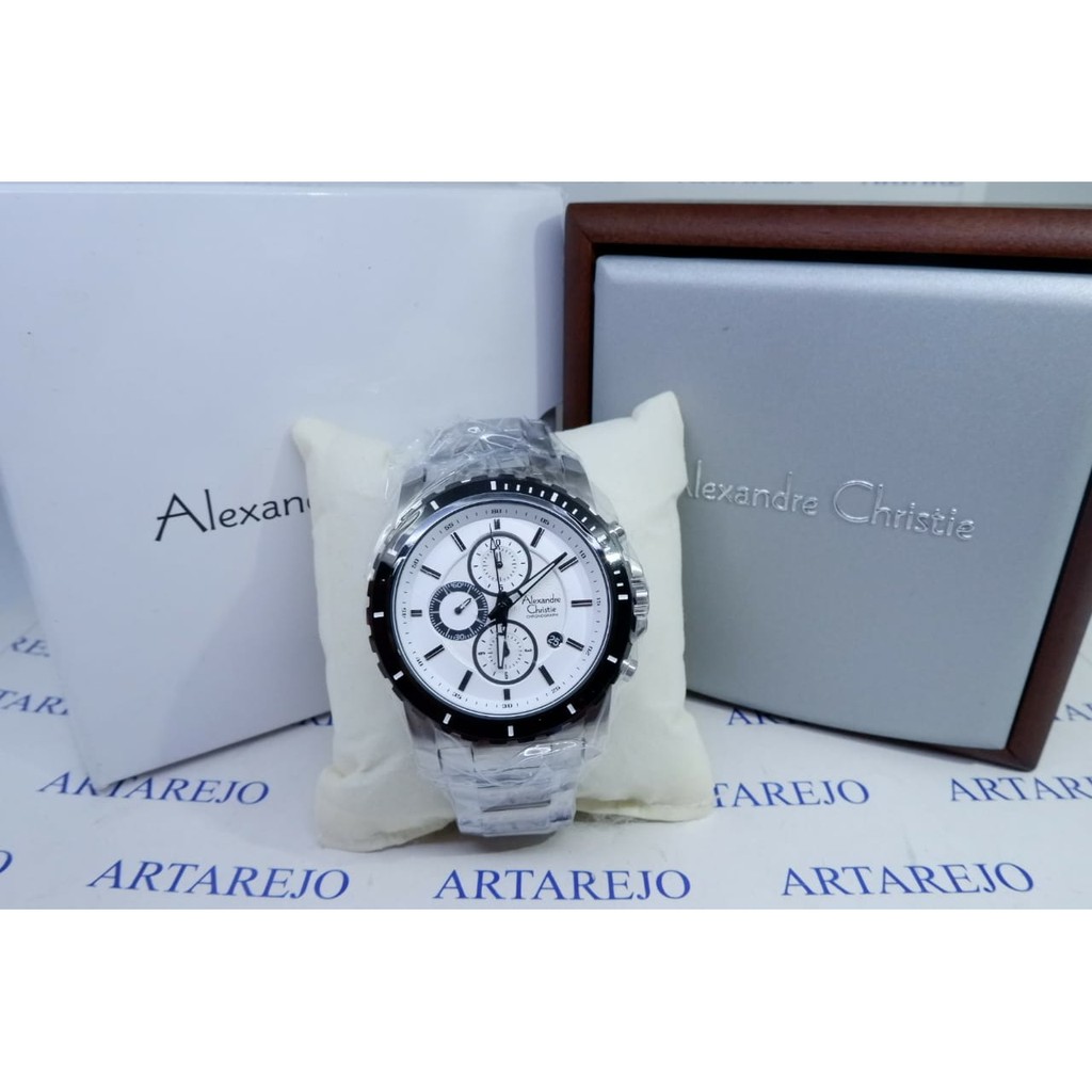 JAM TANGAN PRIA ALEXANDRE CHRISTIE AC 6141 SILVER PUTIH ORIGINAL
