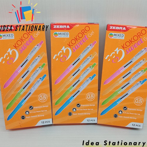 

READY STOCK!! Ballpen Bolpoint Pulpen Kokoro Sweet 0.5 Pack // Box // isi 12 pcs // Zebra