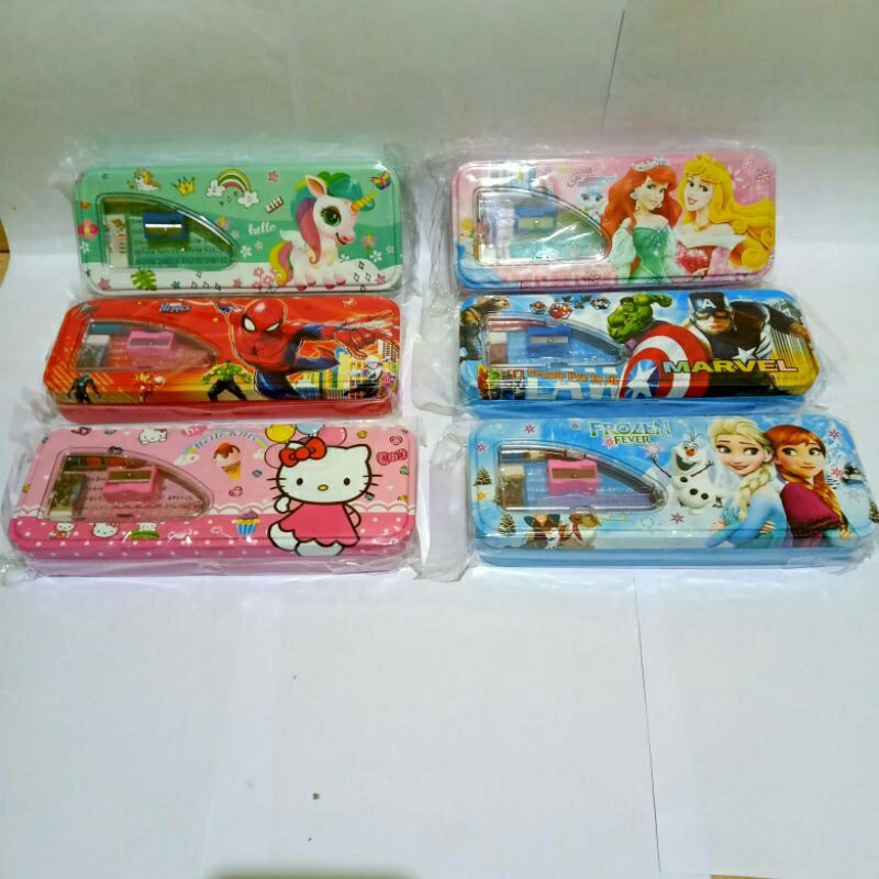 

SATU SET tempat pensil kaleng kotak pensil karakter lucu