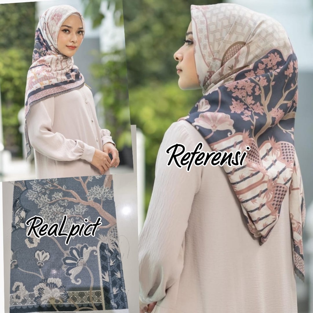 Hijab Motif FH // Kerudung Segi Empat // Bahan Voal