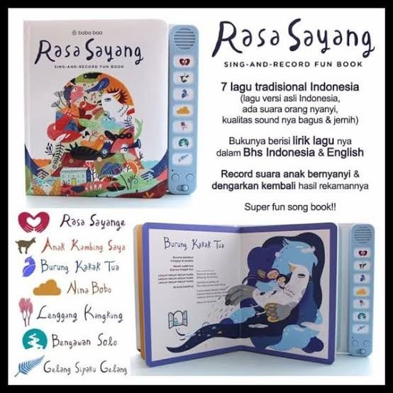 

READY STOCK Buku Rasa Sayang - Sing and Record Fun Book ( 7 lagu anak Indonesia) BR249