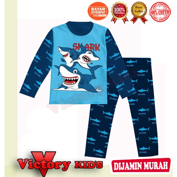 Victory kid's setelan/piyama tangan panjang anak laki-laki/perempuan 1-10 thn