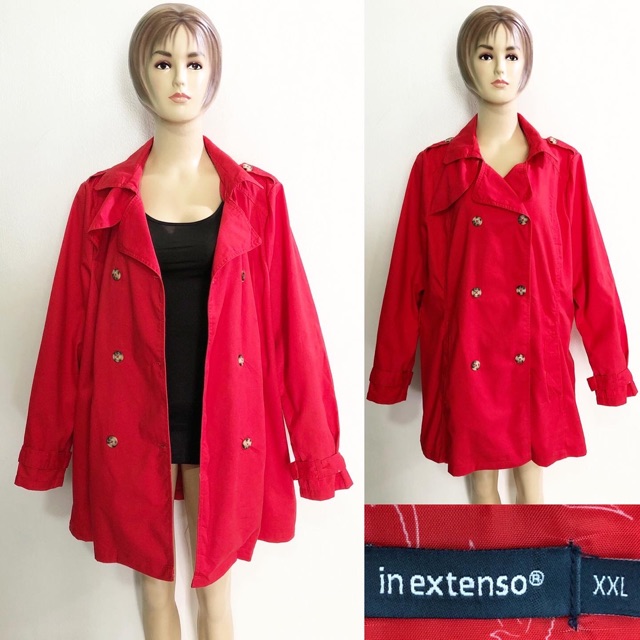 In extenso red trench coat / jacket blazer coat jaket