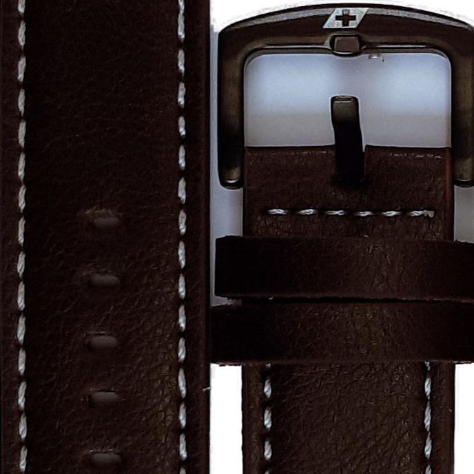 TALI JAM TANGAN SWISS ARMY 24 MM STRAP KULIT ASLI GENUINE LEATHER - Cokelat Tua