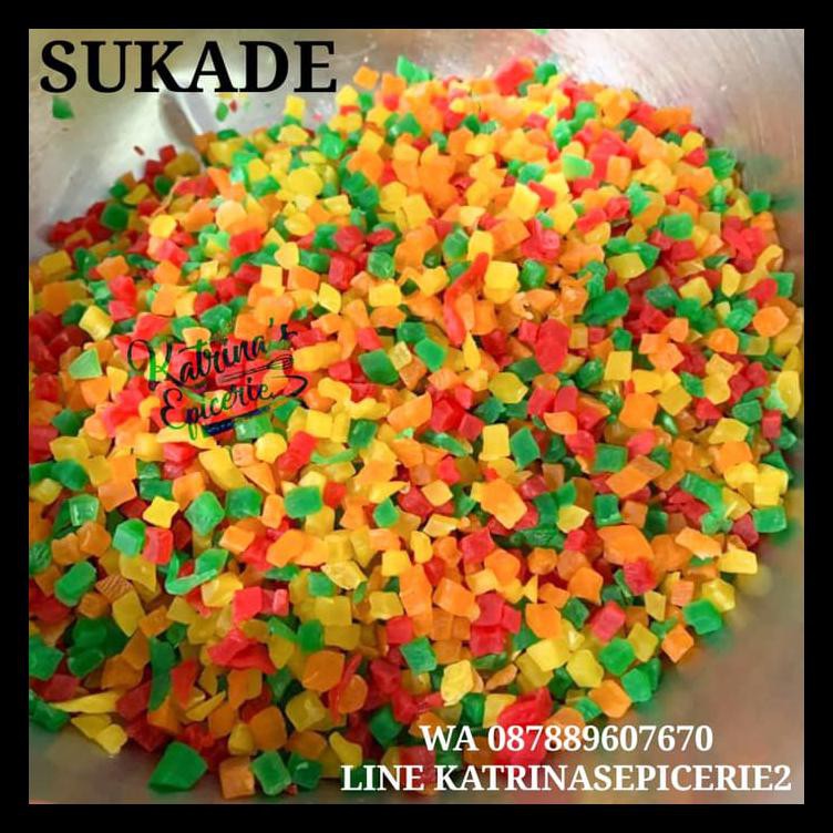 

Buah Kering Cincang Sukade Warna Warni cap Apple 500 gr Manisan Kering Hiasan Kue Roti