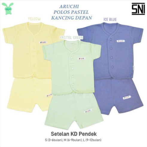 1PCS Setelan Pendek dan Panjang Polos PASTEL  Aruchi / UNISEX SML XL XXL Cotton Lembut CBKS