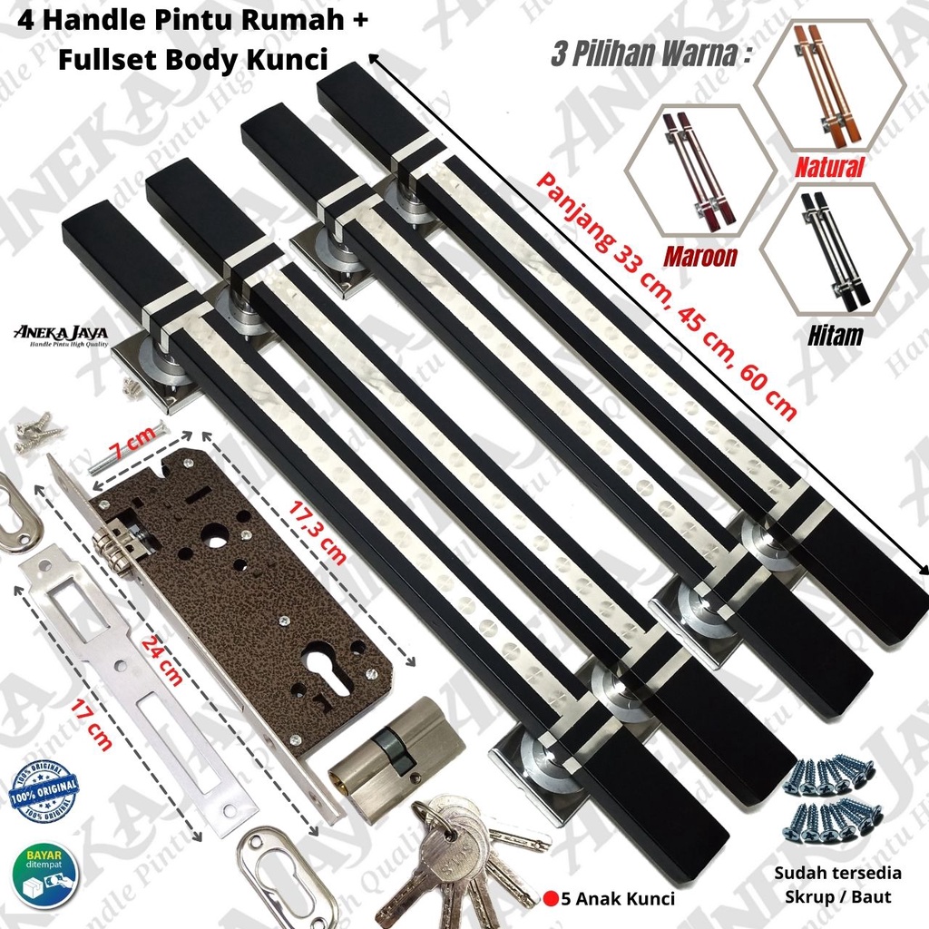 Handle pintu satu set kunci 33 cm 45 cm 60 cm gagang pintu rumah tarikan pintu rumah pegangan pintu rumah minimalis terbaru murah