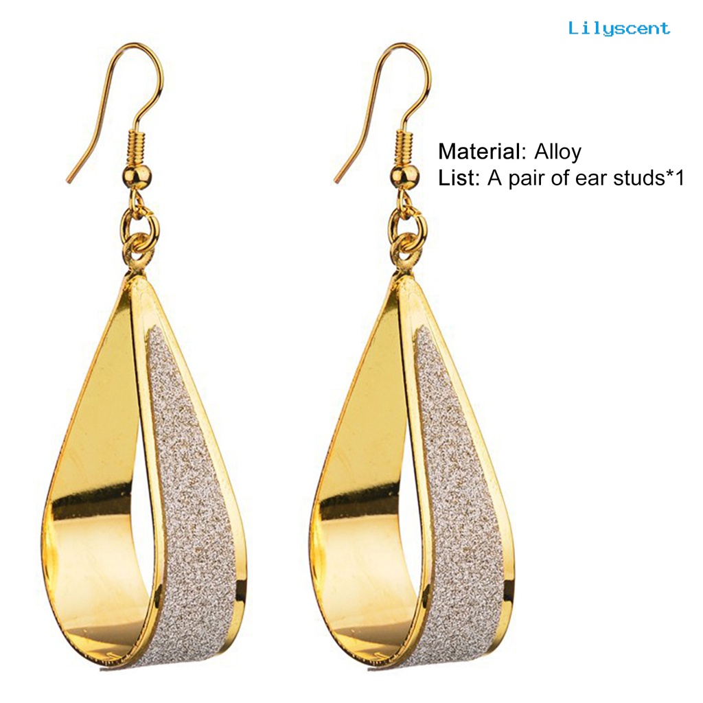 Anting Kait Bentuk Tetesan Air Model Hollow Bahan Alloy Untuk Pesta Pernikahan