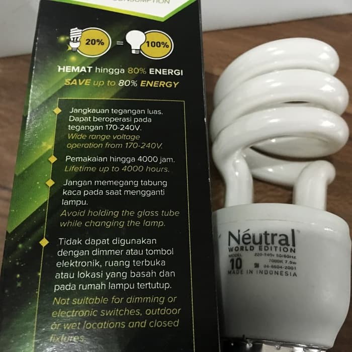 Lampu Spiral Ulir Neutral 10W 10 Watt Cahaya Putih Terang Awet